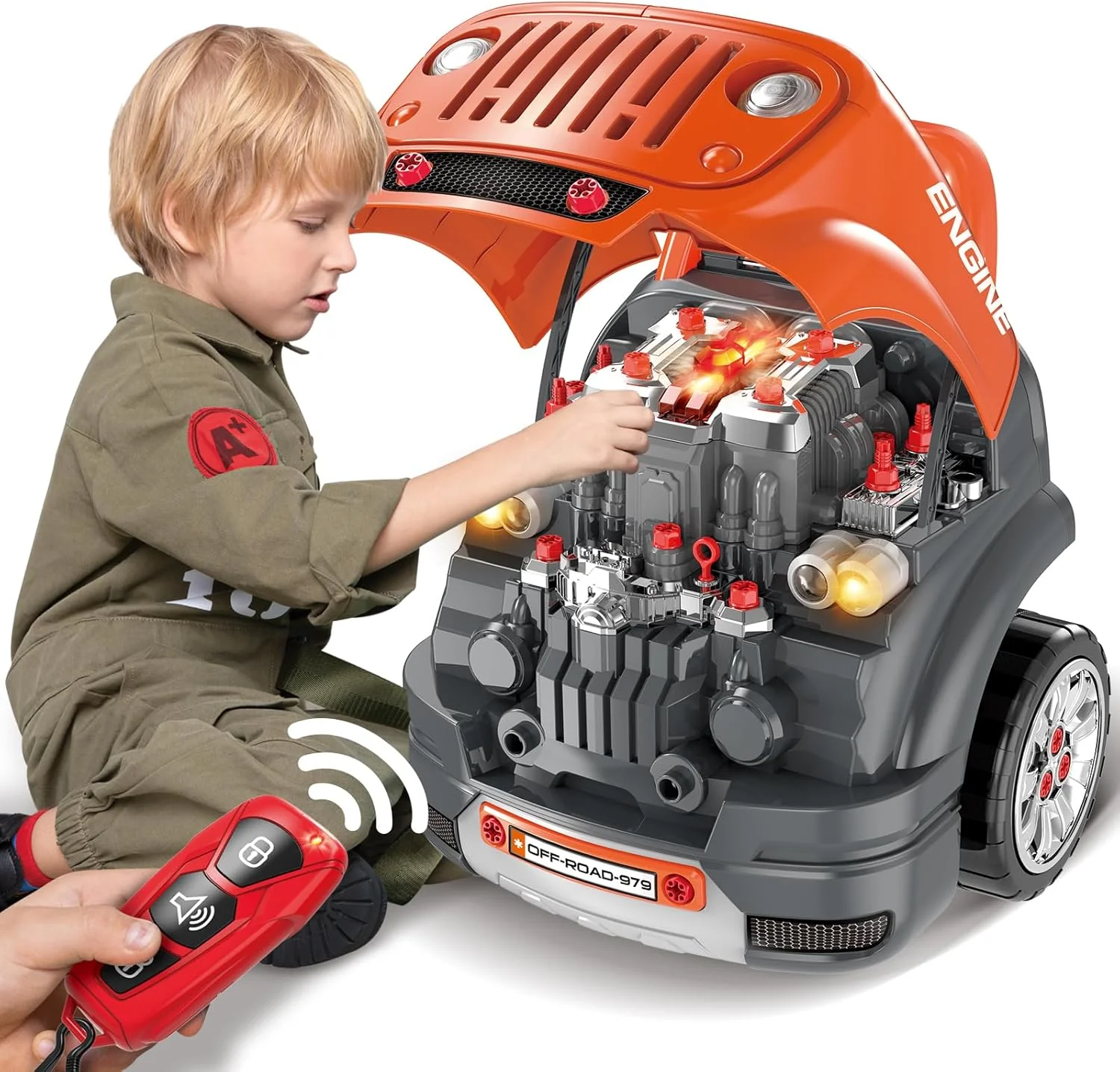 Toys Gifts for 3 4 5 6 7 8 Years Old Boys, Large Truck Engine, Mechanic Repair Set for Kids, Big Truck Builder Kit, Take Apart Motor Vehicle Play Car Service Station, for Kids